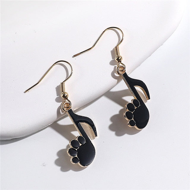 Piano Cat Music Notes Earrings