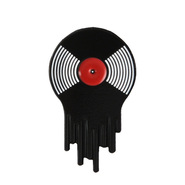 Retro Music Vinyl Record Cassette Tape Brooch