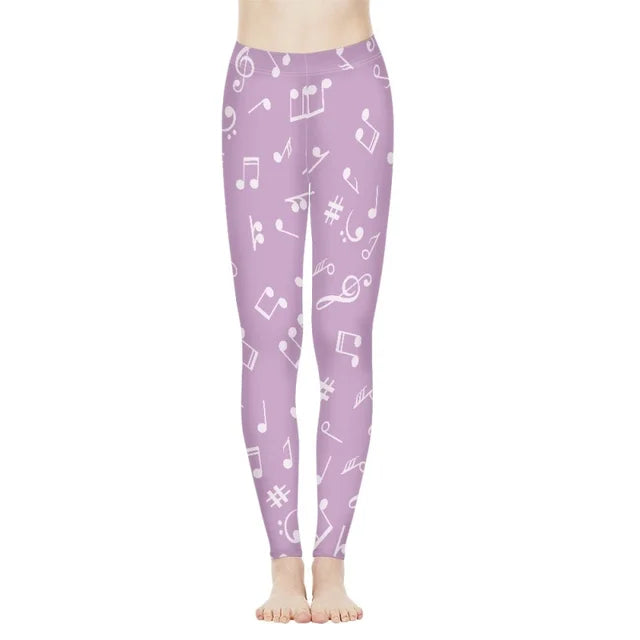 Colorful Elastic Music Print Leggings