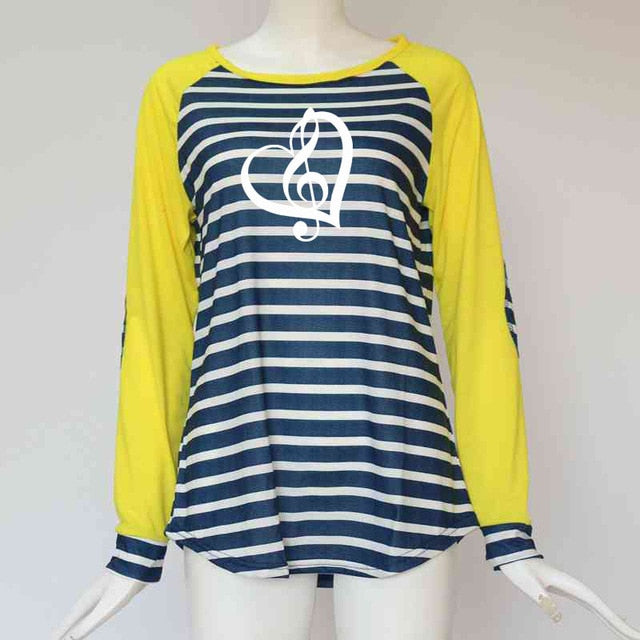Striped Treble Clef Heart T-shirt