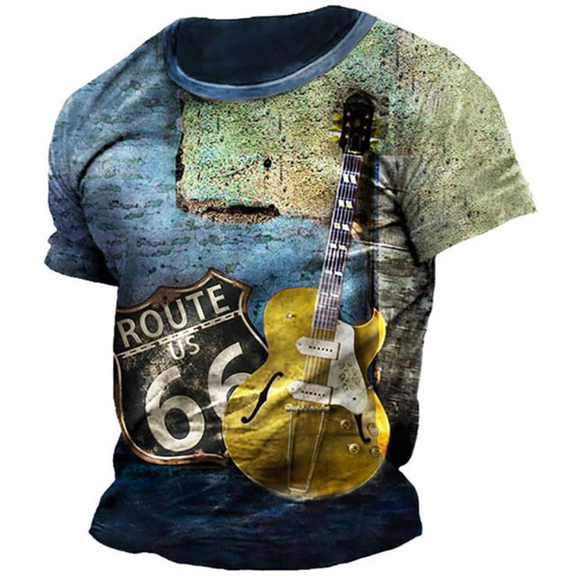 Retro Guitar 3D Printing T-shirt