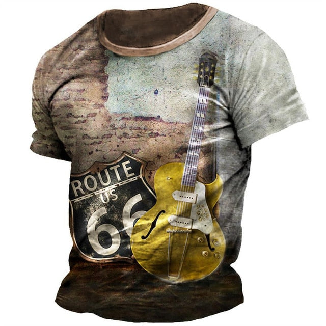 Retro Guitar 3D Printing T-shirt