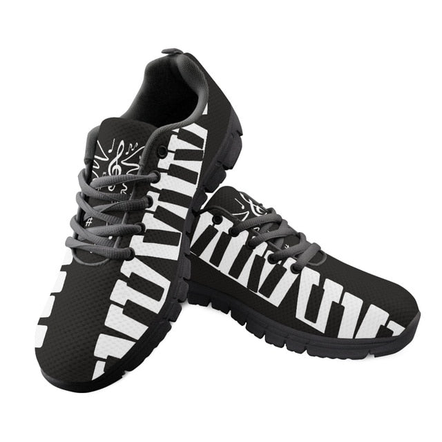 Music Notes & Piano Print Mesh Sneakers
