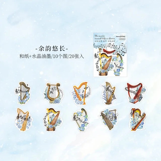 20pcs/set Artistic Music Instruments Sticker