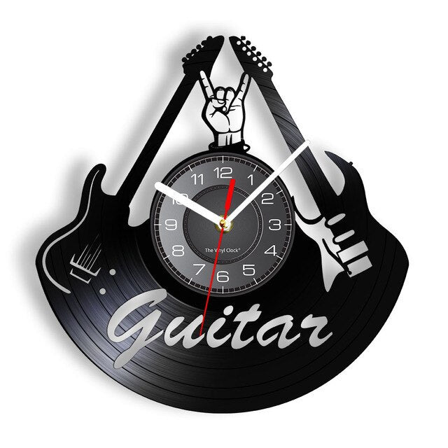 Guitar Vinyl Record Wall Clock