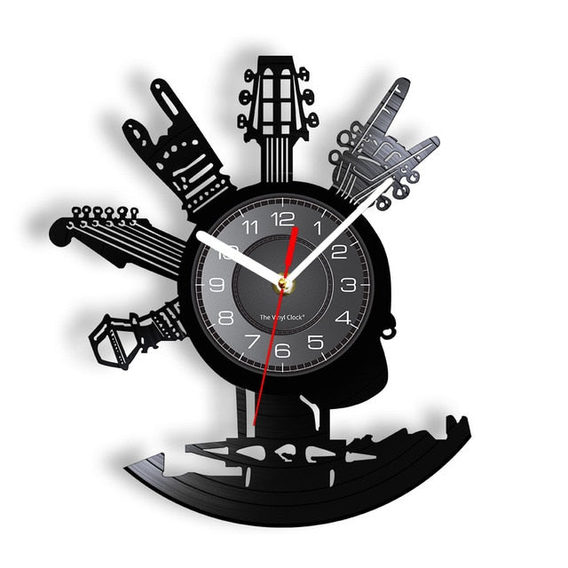 Guitar Vinyl Record Wall Clock