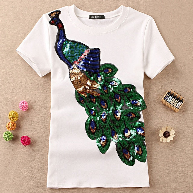 Peacock Sequins T-Shirt