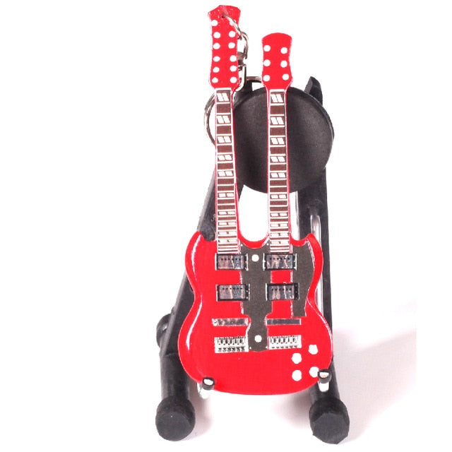 Wooden Miniature Guitar Keychains