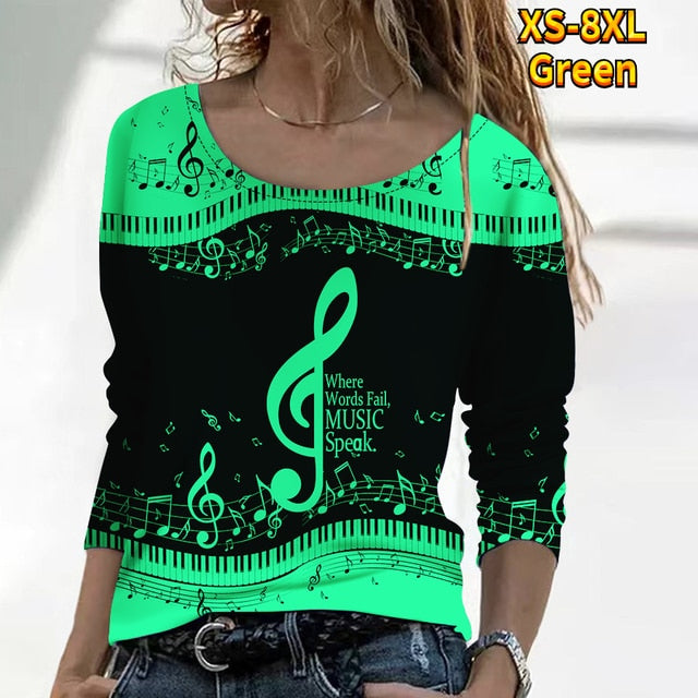 Music & Piano Keys Casual Blouse