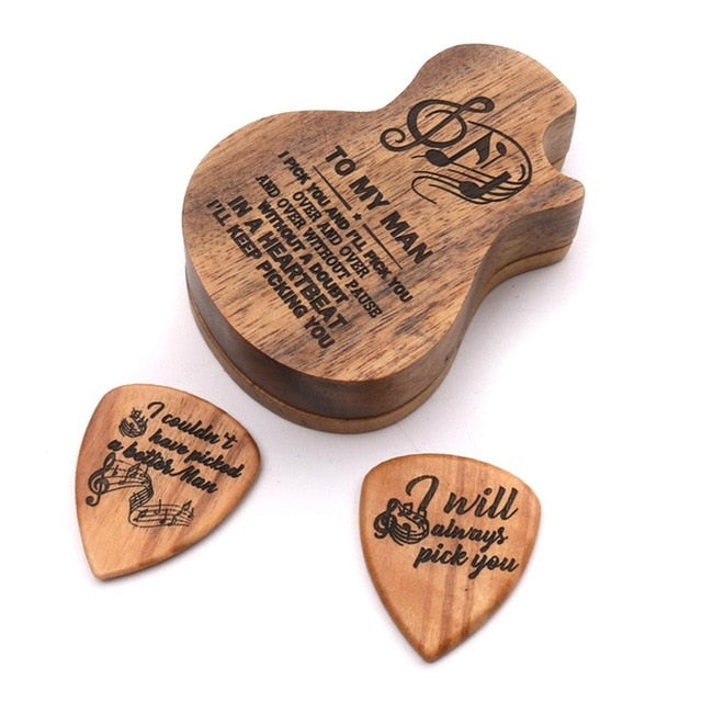 Wooden Guitar Picks Gift Box