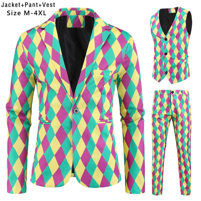 Colorful Music Notes Men's Suit (Waistcoat/Blazer/Pants)
