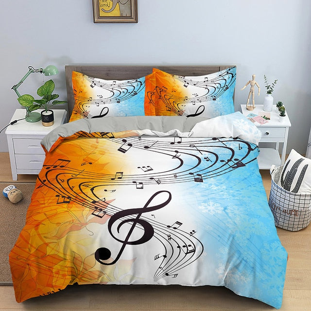 Colorful Music Print Bedding Set