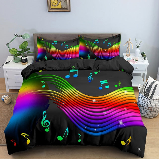 Colorful Music Print Bedding Set