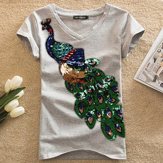 Peacock Sequins T-Shirt