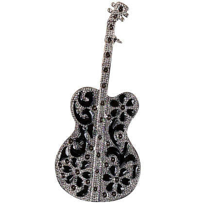 Free - Vintage Black Guitar Brooch