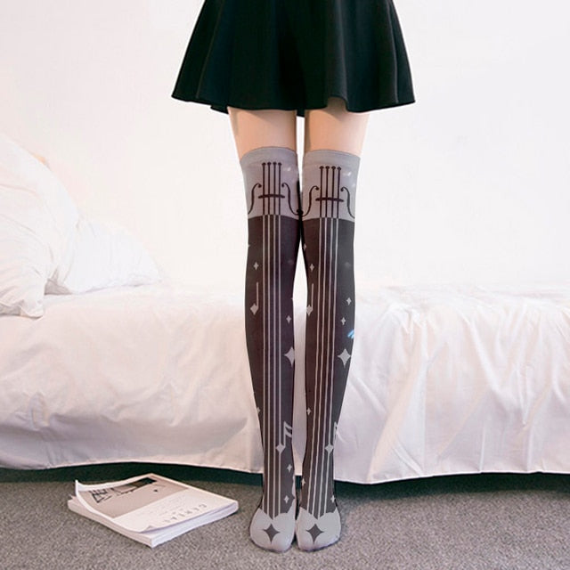 Violin Music Note Long Socks