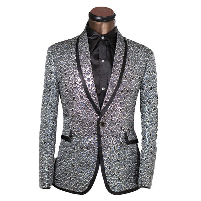 Glossy Scale Embroidered Suit