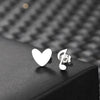 Music Quaver & Heart Stud Earrings