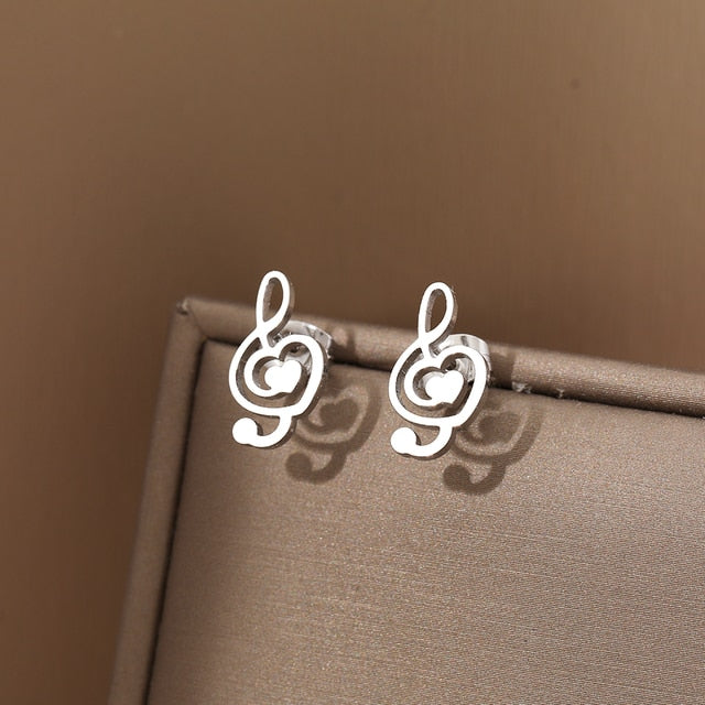 Music Treble Clef Heart Earrings