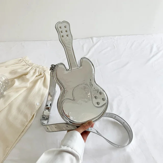 Metallic Guitar Shape Bag