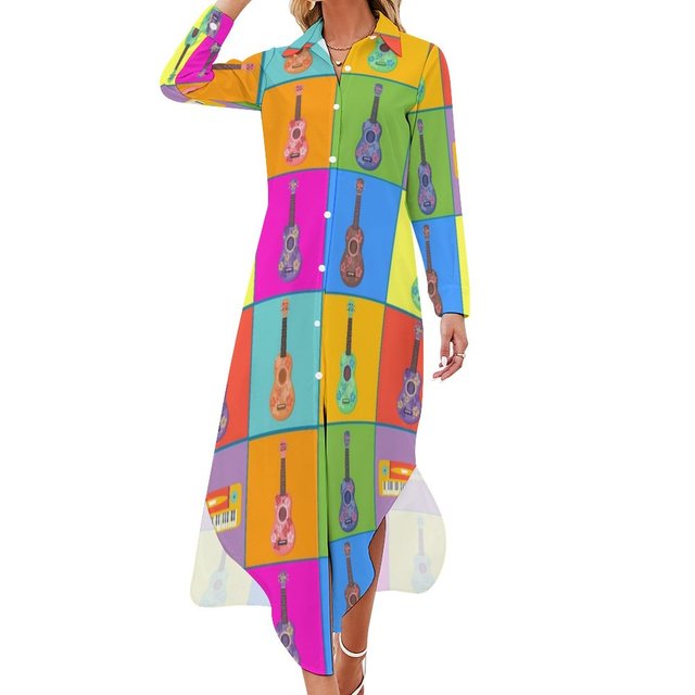 Music Note Chiffon Shirt Dress