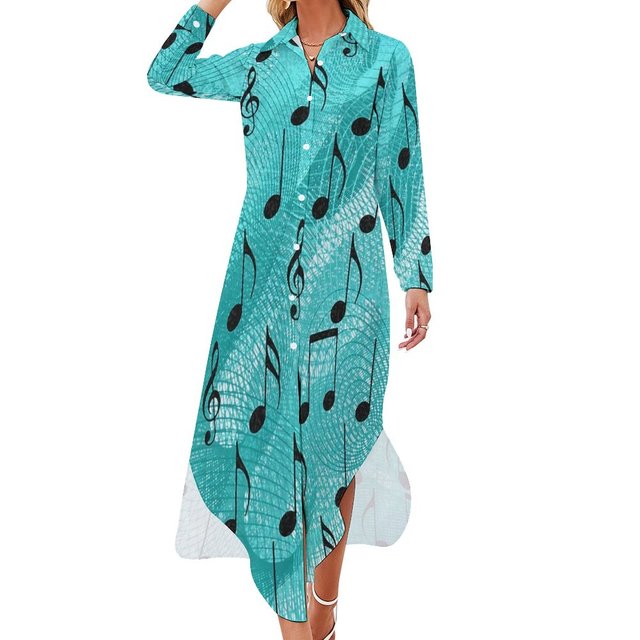 Music Note Chiffon Shirt Dress