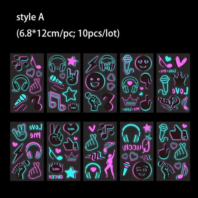 Music Party Glowing Tattoo Sticker