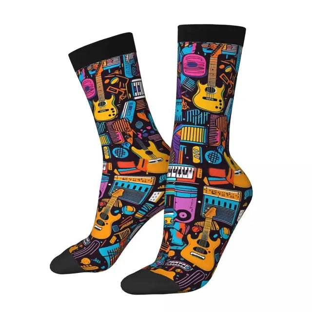 Retro Guitar Crew Socks