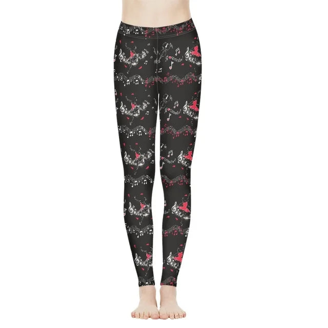 Colorful Elastic Music Print Leggings