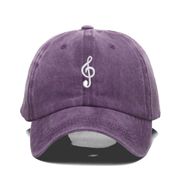 Vintage Washed Music Embroidery Cap