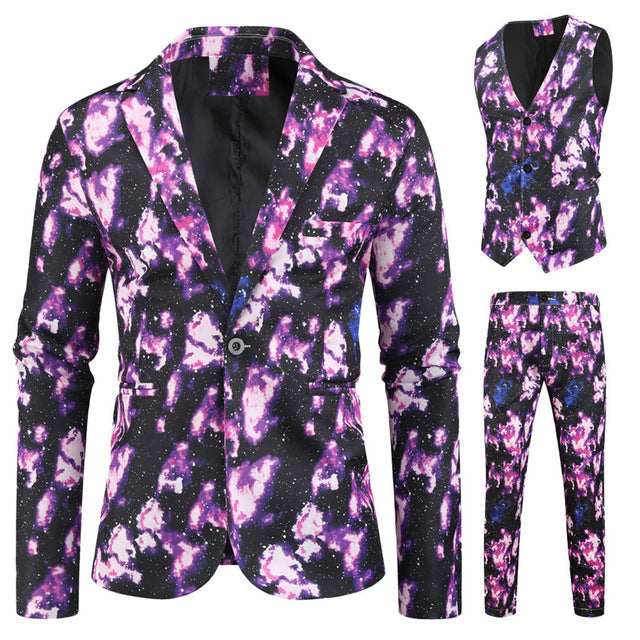 Colorful Music Notes Men's Suit (Waistcoat/Blazer/Pants)
