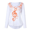 Music Note O-Neck Blouse