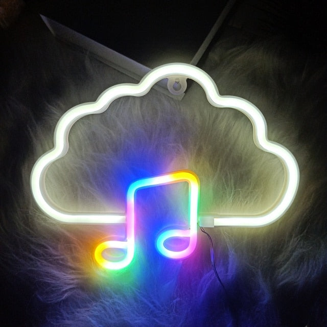 LED Neon Music Notes Light