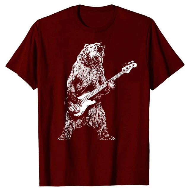 Yelling Bear Playing Bass Guitar T-shirt