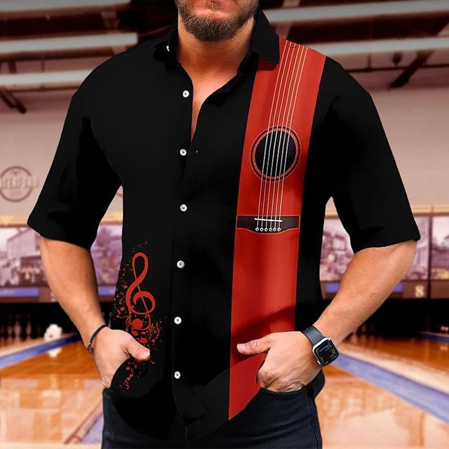 Guitar & Music Clef Hawaiian Shirt