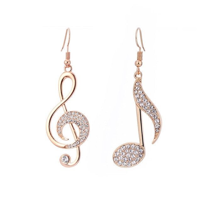 Music Note Crystal Stud Earrings