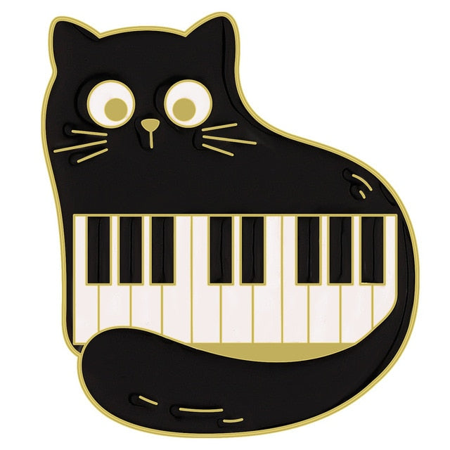 Music Cat Enamel Brooch