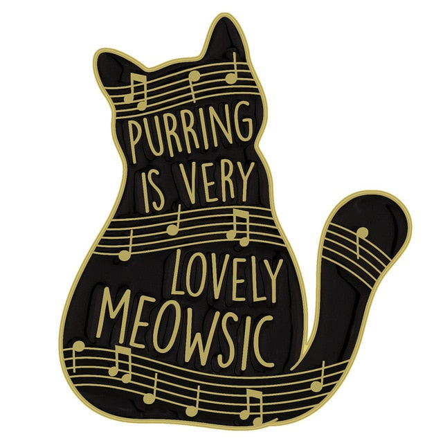 Music Cat Enamel Brooch