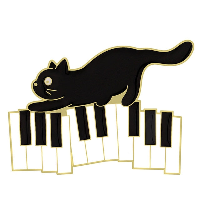 Music Cat Enamel Brooch