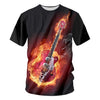 Black Flame Guitar Printed 3D T-shirt - Artistic Pod Review
