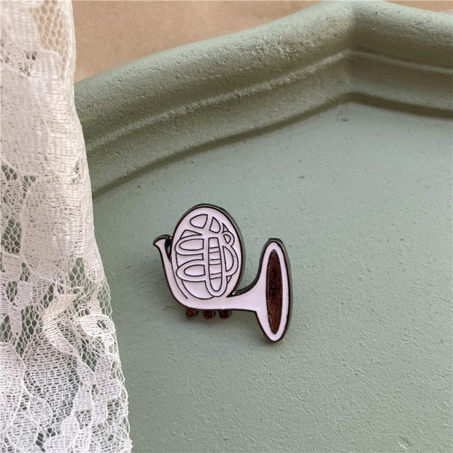 White Music Instruments Brooch