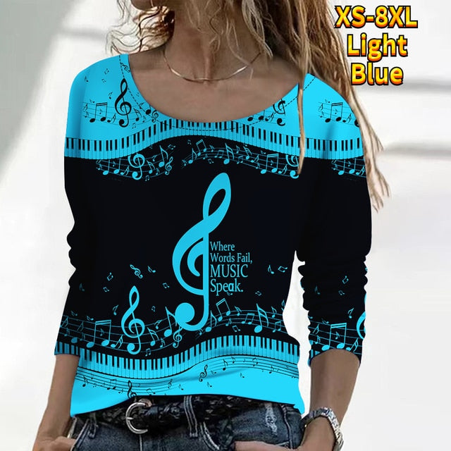 Music & Piano Keys Casual Blouse