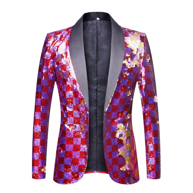 Plaid Sequins Blazer