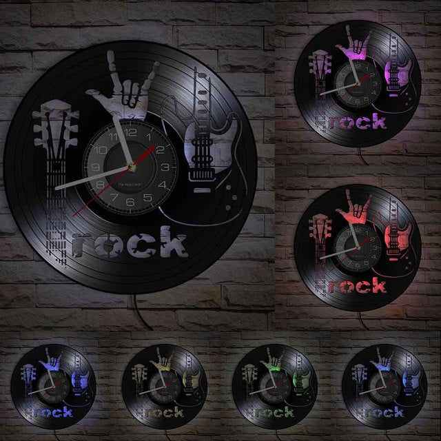 Guitar Vinyl Record Wall Clock