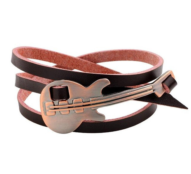 Guitar Leather Bracelet - Gold-color - { shop_name }} - Review