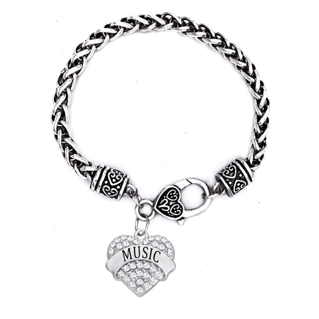 Music Heart Charm Bracelets