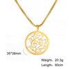 Music Clef Tree Round Necklace