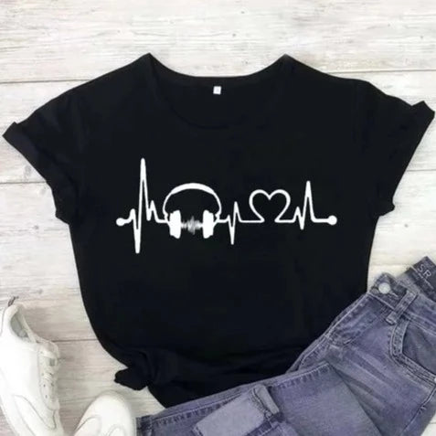 Simple Music Notes Printed T-shirt