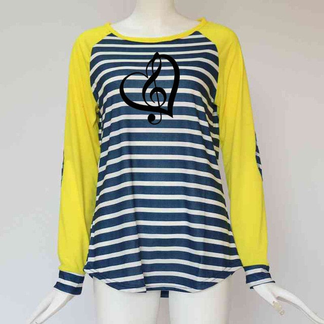 Striped Treble Clef Heart T-shirt