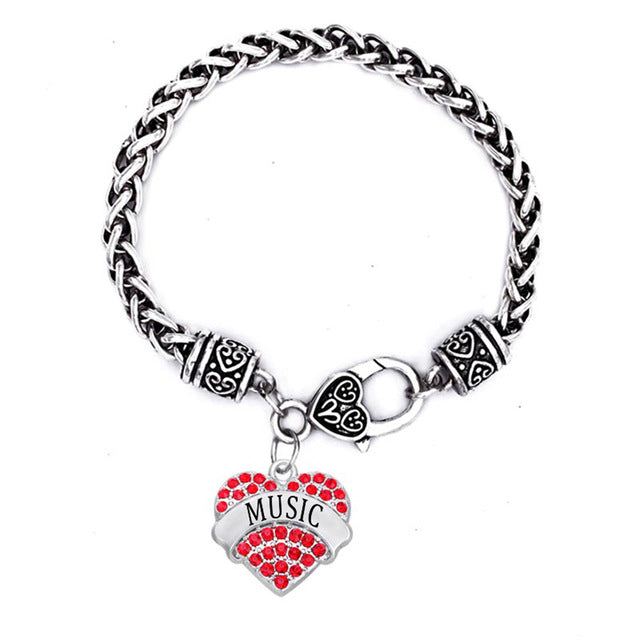 Music Heart Charm Bracelets